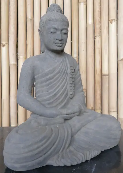 Product image 1 of the product “Sitting buddha, „Gandhara“  cast lava stone, handcrafted & coloured, 50cm height ”